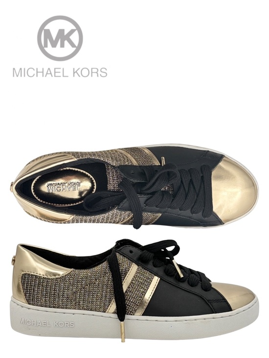 Michael Kors Shoes - MK new Keaton Stripe Sneaker w/ Glitter Chain Mesh + Box